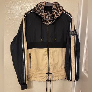 P.E.Nation Man Down Reversible Jacket Taupe Animal Print Athleisure Streetwear L